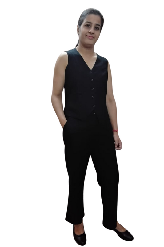 VISHIMA Cotton Linen Waistcoat - Black