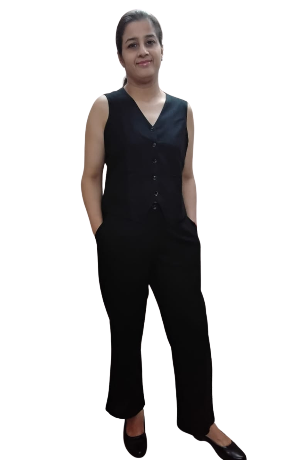 VISHIMA Cotton Linen Waistcoat And Trousers Co-ord Set - Black