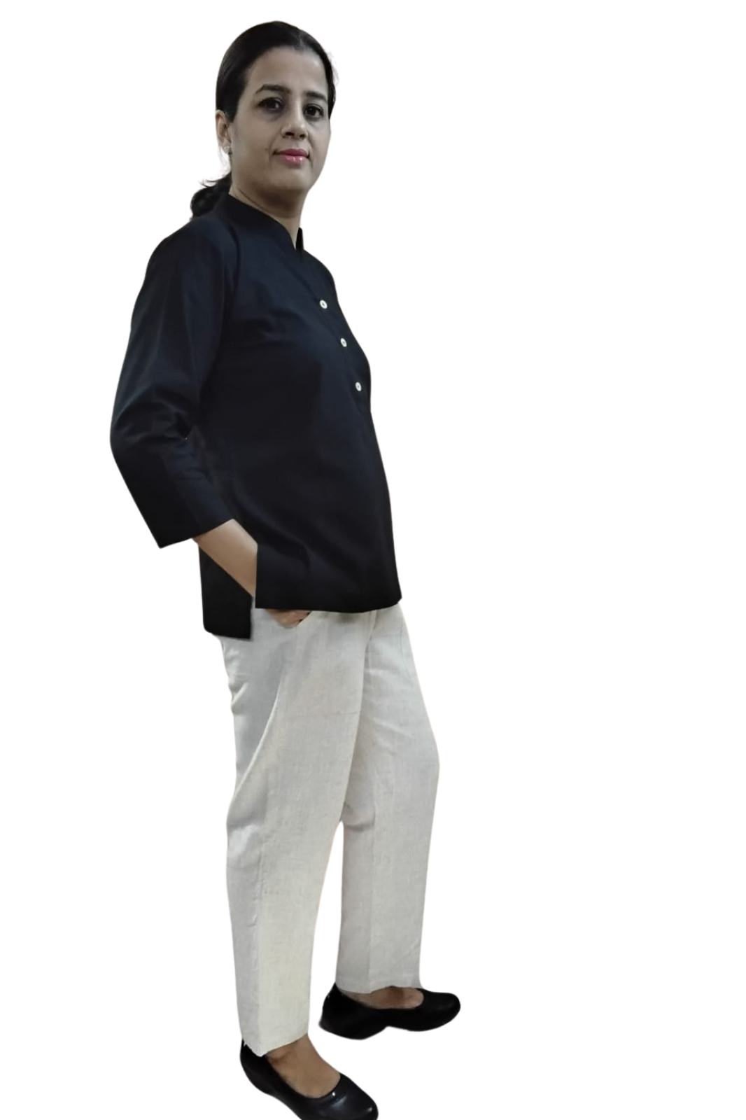 VISHIMA Cotton Linen Short Kurta (Black)