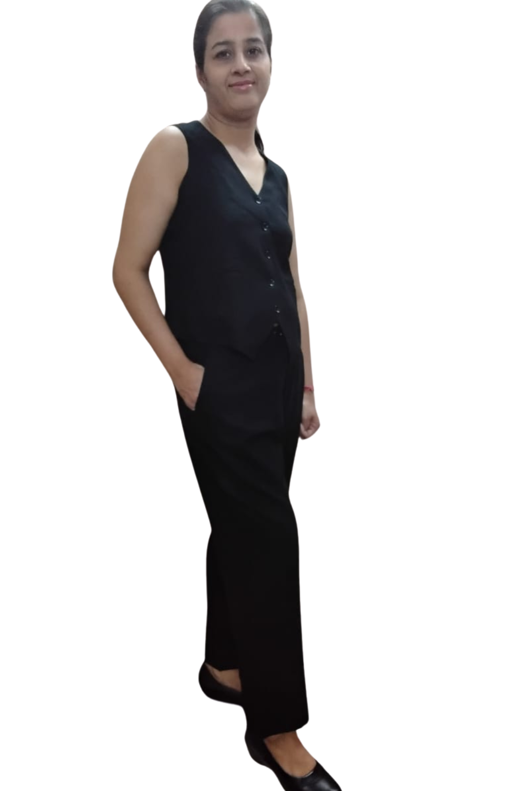 VISHIMA Cotton Linen Waistcoat - Black