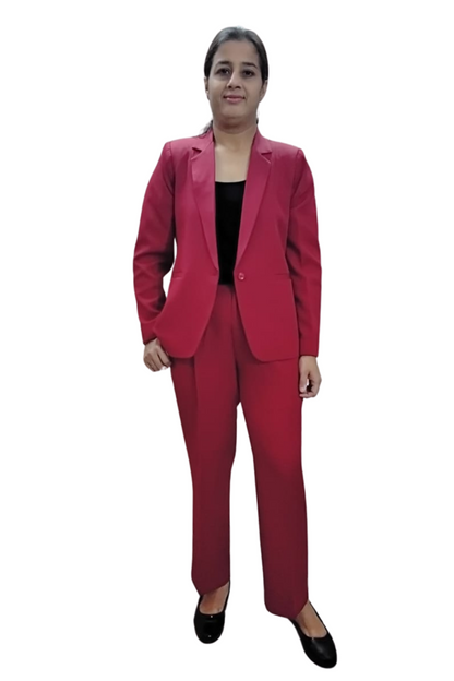 VISHIMA Single Breasted Coat Pant Suit - Red