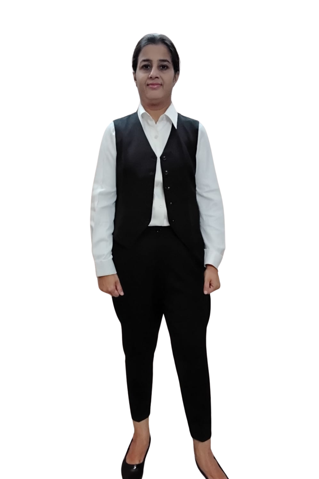 VISHIMA 3-piece Set of Waist Coat and Trouser (Black) with White Shirt