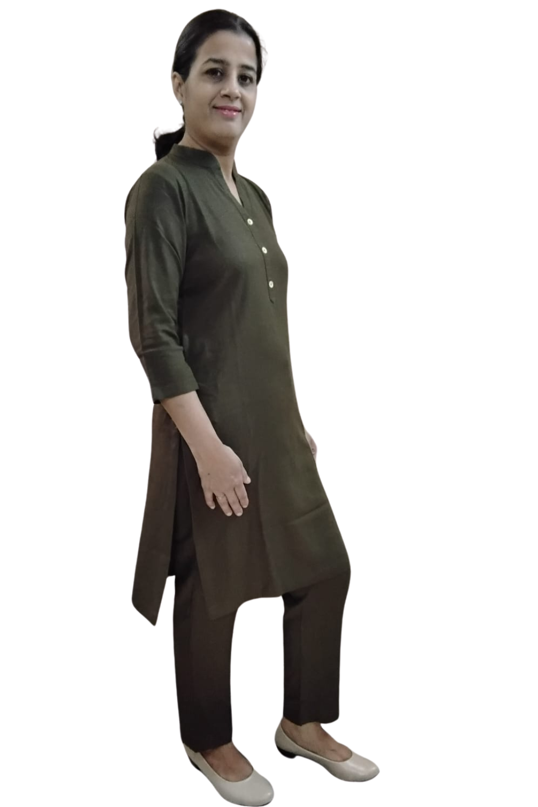 VISHIMA Cotton Linen Long Kurta and Trouser Co-ord Set 