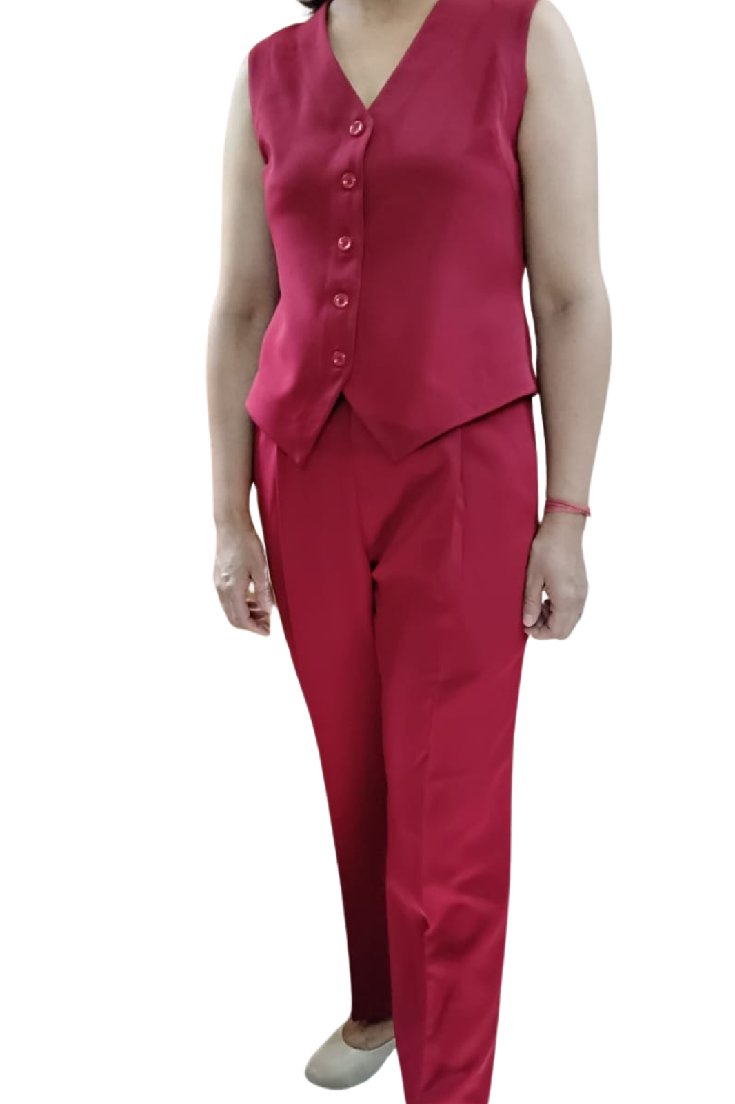 VISHIMA Waistcoat And Trousers Co-ord Set - RED