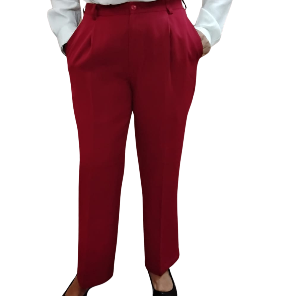 VISHIMA Regular Straight Leg Trousers with pockets - Red