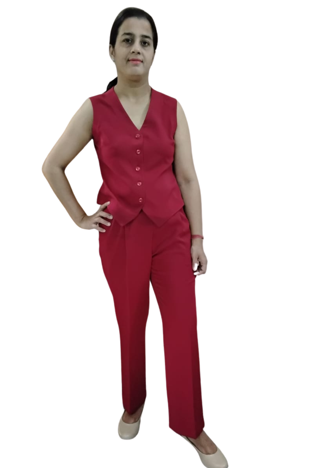 VISHIMA Waistcoat And Trousers Co-ord Set - RED