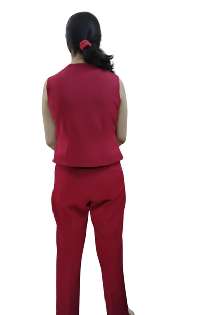 VISHIMA Waistcoat And Trousers Co-ord Set - RED