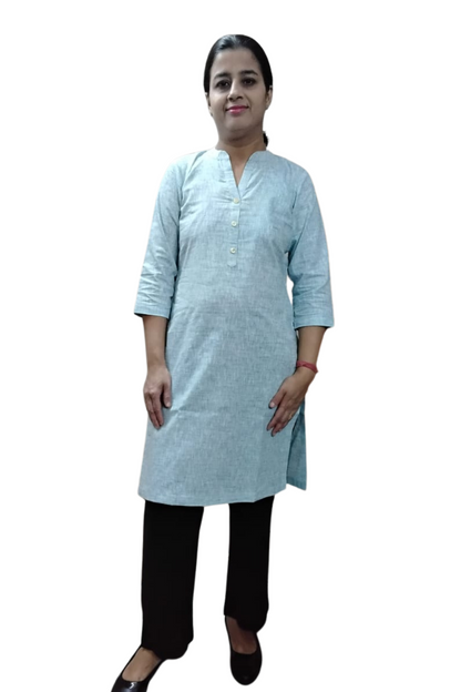 VISHIMA Cotton Linen Long Kurta (BLUE)