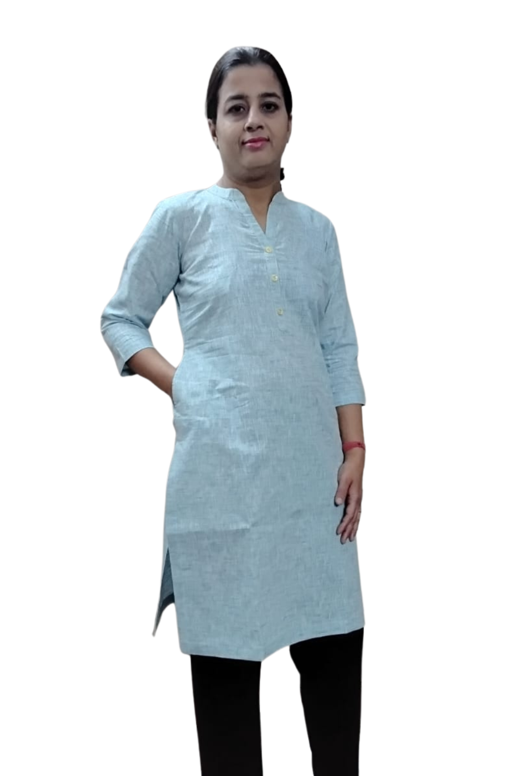 VISHIMA Cotton Linen Long Kurta (BLUE)